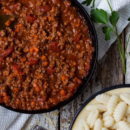Ñoquis con salsa bolognesa