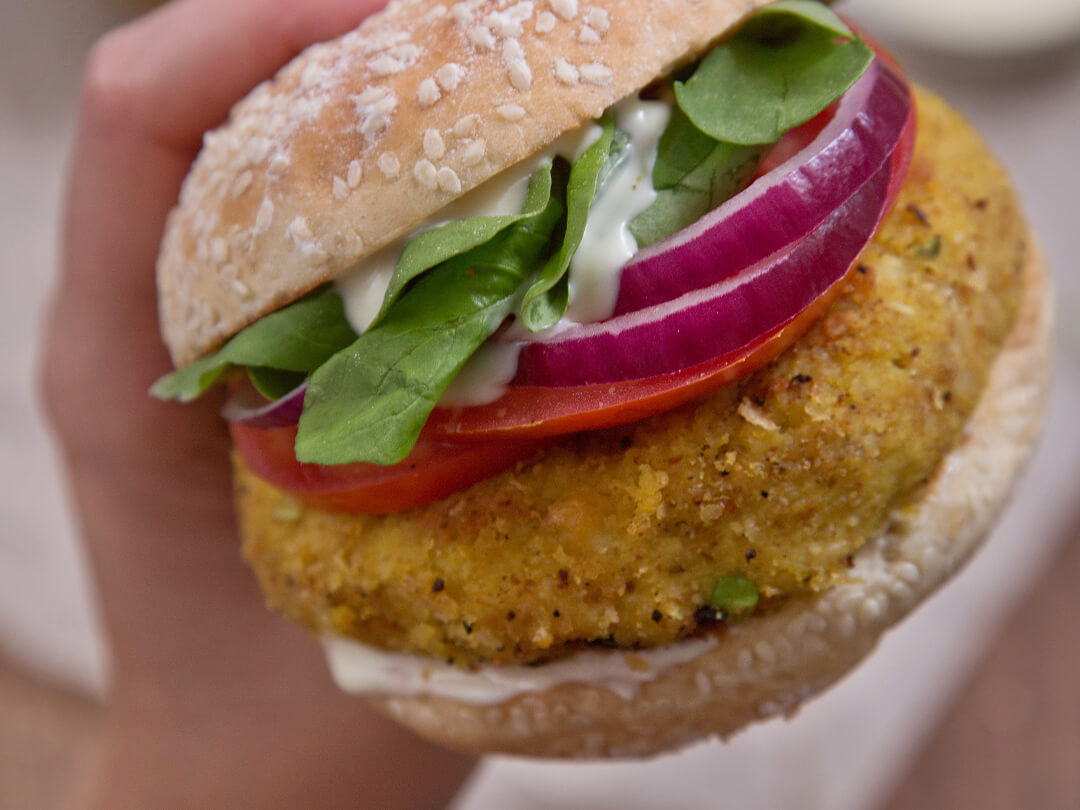 Hamburguesas de garbanzos con curry