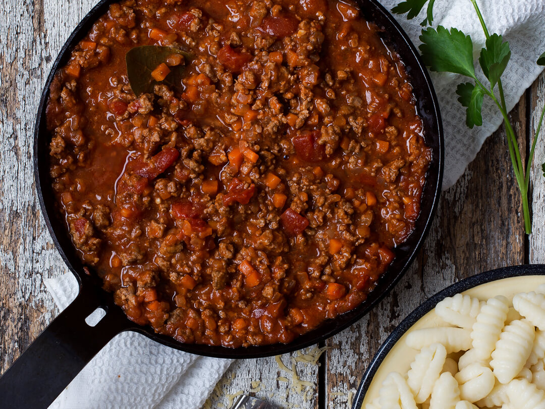 Ñoquis con salsa bolognesa