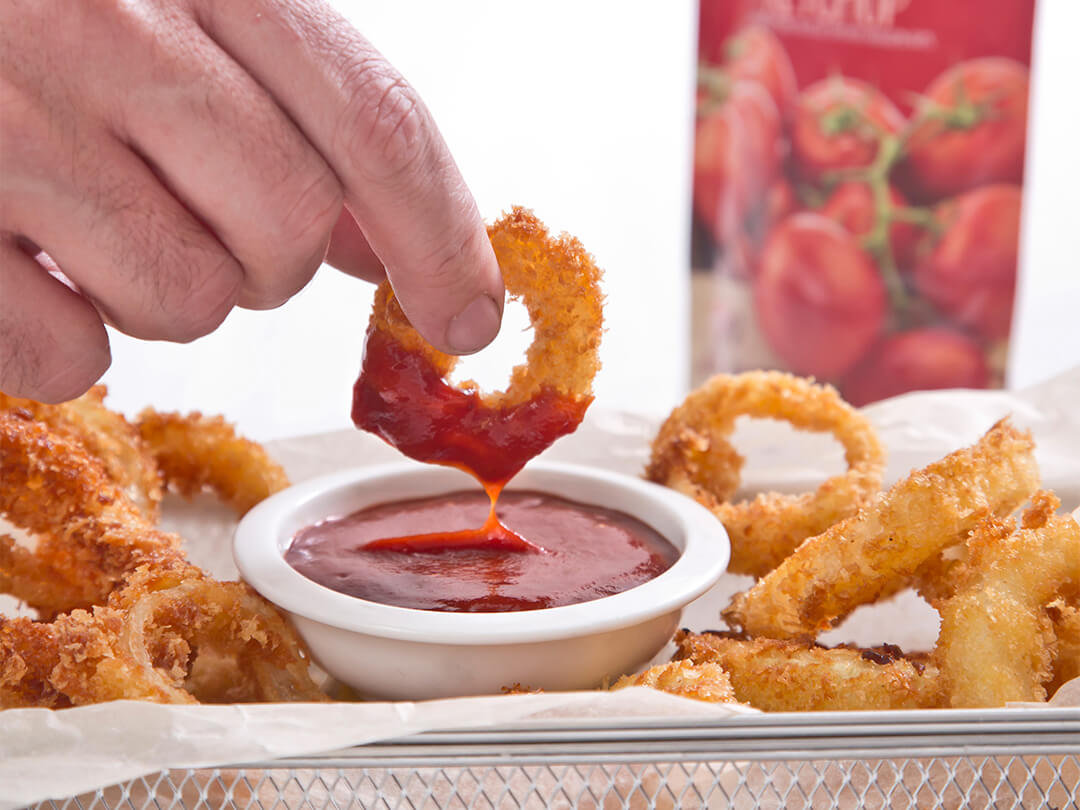 Aros de cebolla al kétchup